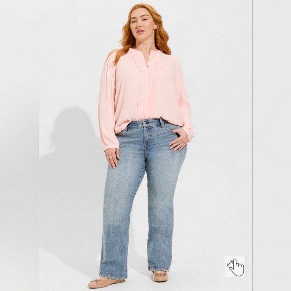 Torrid Women's Georgette Pintuck Long Sleeve Blouse Size 0